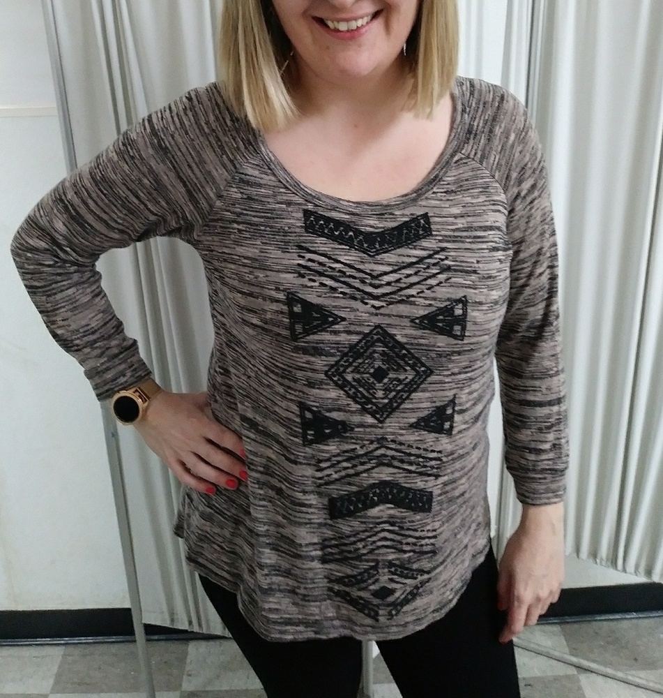 Native-American print knit top